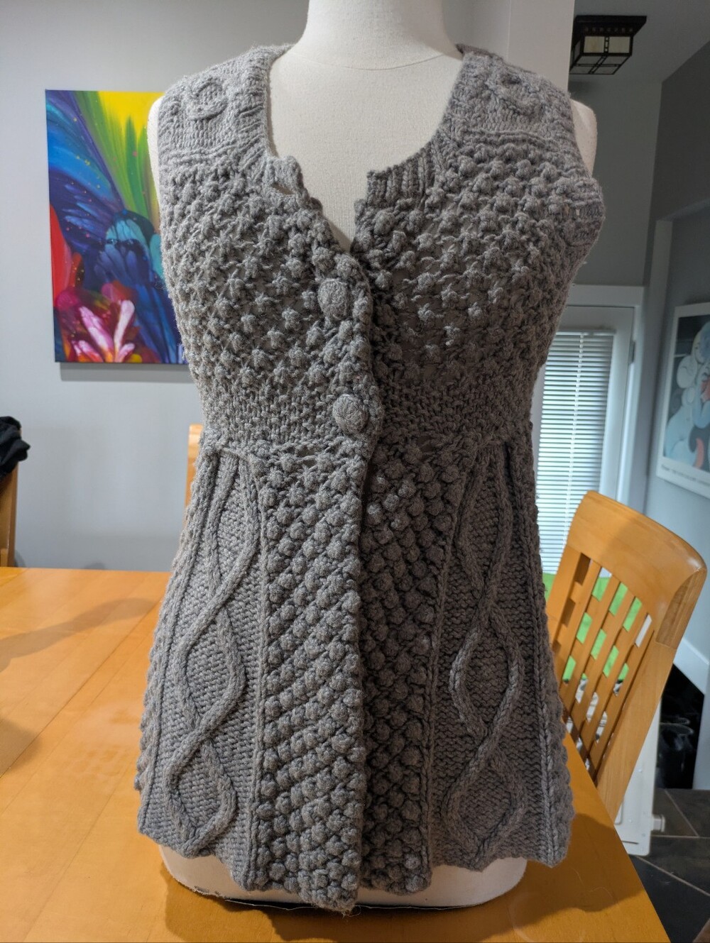 Stylish Eddie Bauer Gray Cable Knit Button-Front Women's Sweater Vest